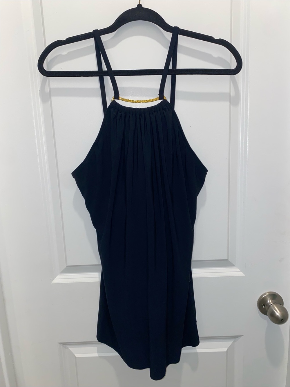 Magicsuit Black Halter Swimsuit with Gold Rings